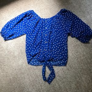 Patterned Sheer Blouse with tie